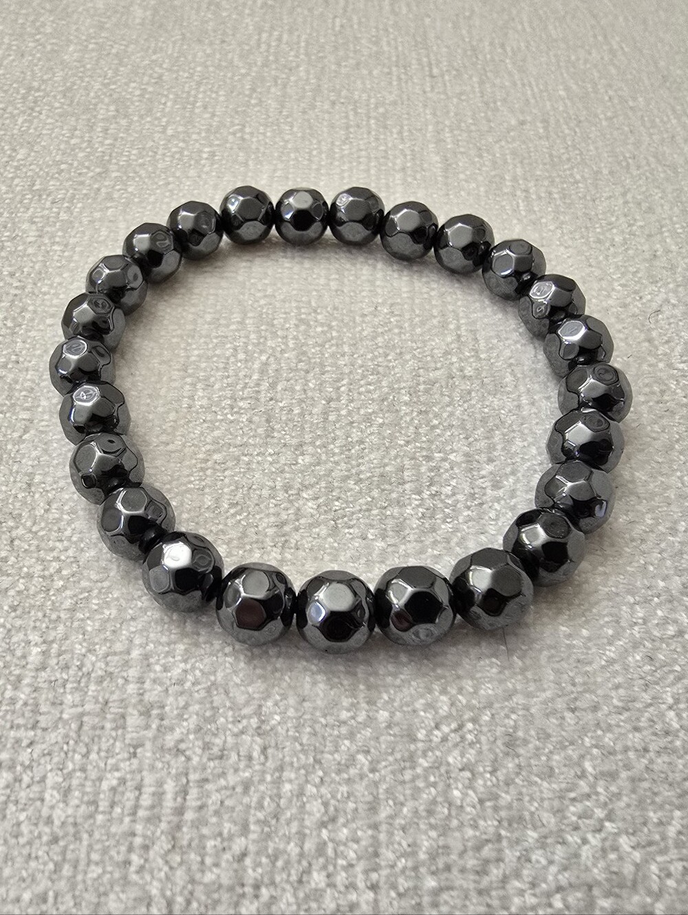 Faceted Hematite Bead Stretch Bracelet